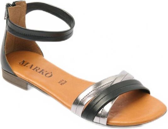 AFIBEL Leren sandalen met meerdere banden en rits