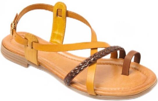 AFIBEL Platte leren sandalen met meerdere banden