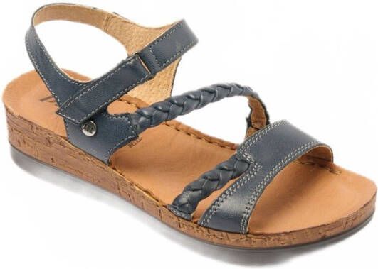 AFIBEL Sandalen met leren bandjes en kurk plateauzool
