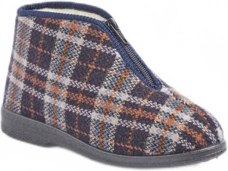 AFIBEL Tartan comfort wijdte pantoffels met ritssluiting en voering