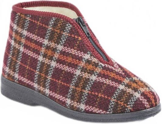 AFIBEL Tartan comfort wijdte pantoffels met ritssluiting en voering
