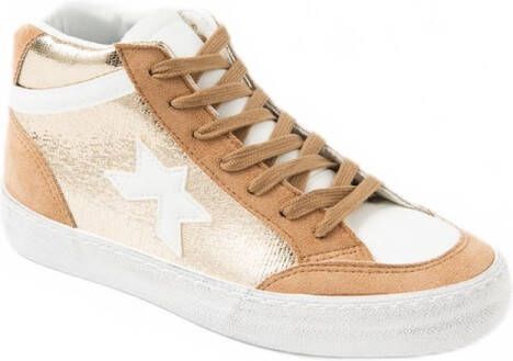 AFIBEL Veterschoenen met hoge bovenkant in beige goud
