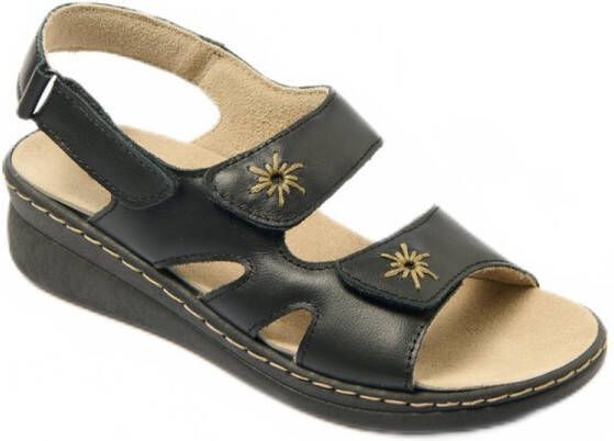 AFIBEL Wijde geborduurde leren sandalen