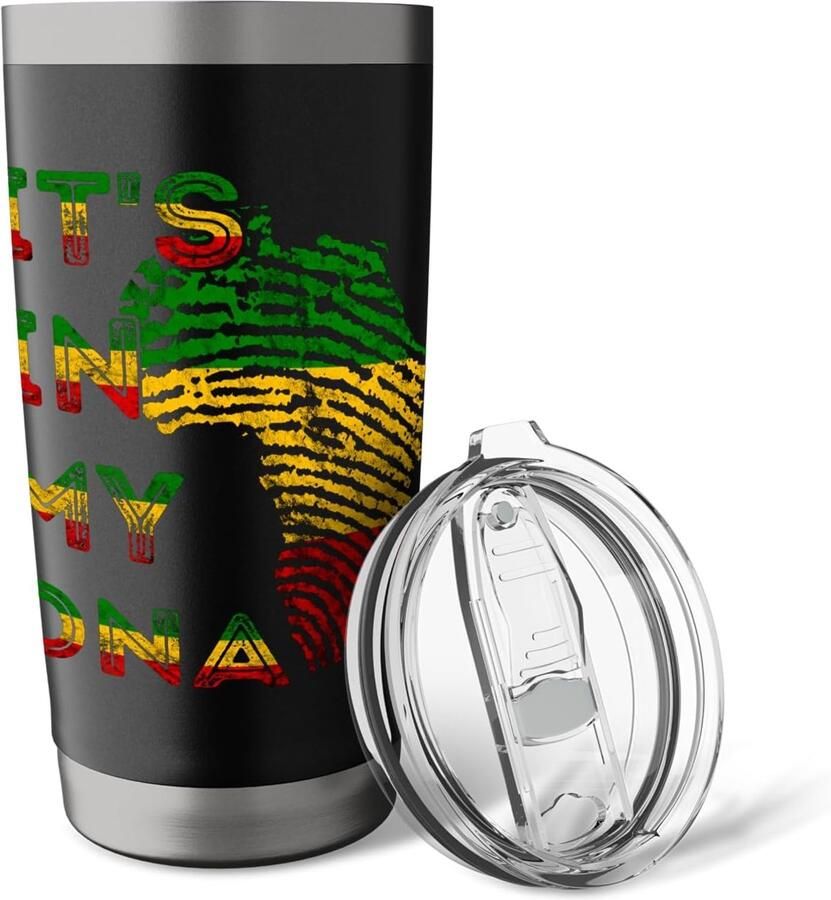 Afrika kaart Rasta vingerafdruk dubbelwandige thermobeker