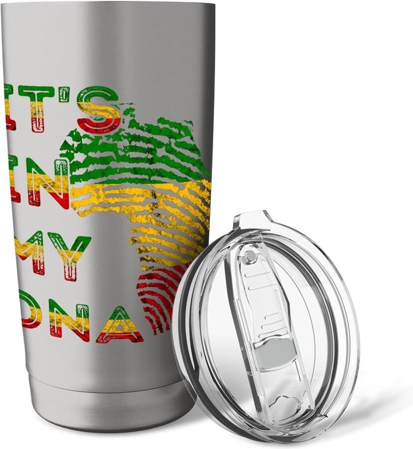 Afrika kaart Rasta vingerafdruk dubbelwandige thermobeker