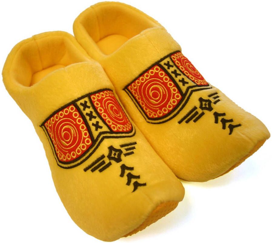 Agrifans Gele Klompsloffen ??41 Pluche Pantoffels met Boerenmotief Antislip Zool Unisex Warm & Comfortabel
