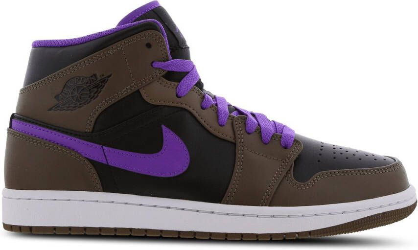 Air Jordan 1 Mid Nike Bruin Paars Zwart Sneakers Unisex Doos Zonder Deksel
