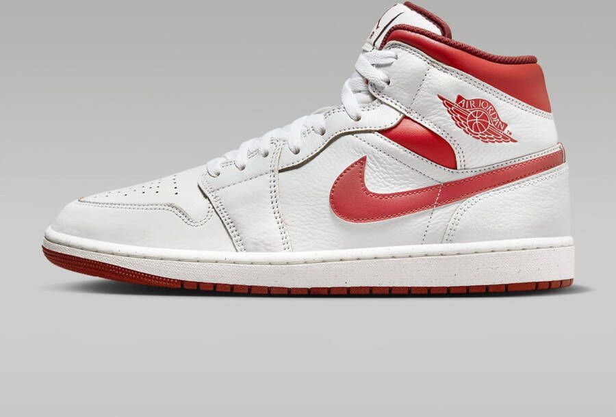 Jordan Air 1 Mid Heren White Dune Red Sail Lobster- Heren White Dune Red Sail Lobster