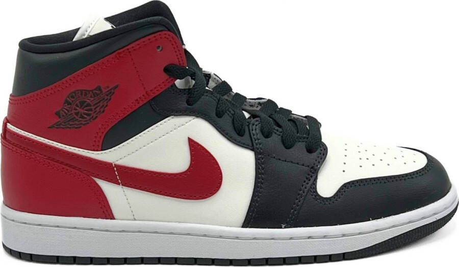 Jordan Air 1 Mid Damesschoenen Sail Off-Noir White Gym Red- Dames Sail Off-Noir White Gym Red