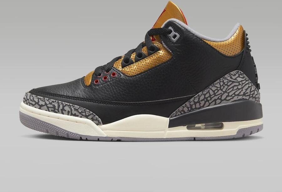 Air Jordan 3 WMNS Retro Black Fire Red Metallic Gold