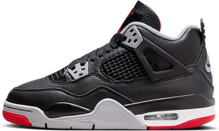 Air Jordan 4 Bred Reimagined (GS) FQ8213-006 zwart- rood grijs sneakers hoog kindersneakers unisex