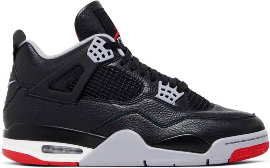 Air Jordan 4 Retro 'Bred Reimagined' (GS) FQ8213-006 zwart grijs- rood kindersneakers sneakers hoog