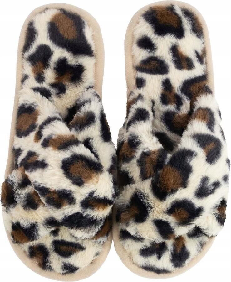 Alessio Dames Pantoffels Warm Pluche Leopard