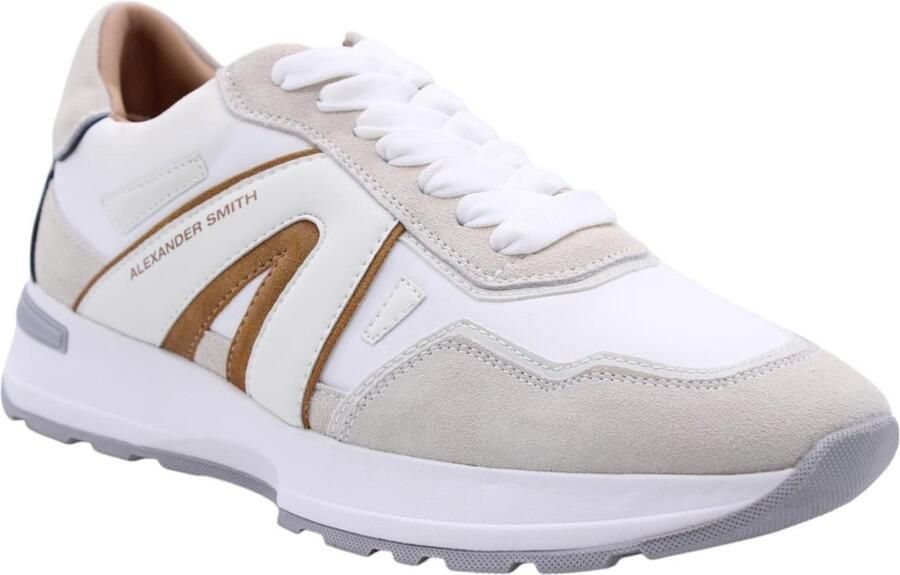 Alexander Smith Witte leren sneakers met blauwe details White - Foto 5