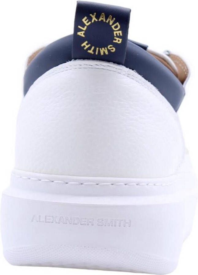 Alexander Smith Witte leren sneakers met blauwe details White - Foto 2