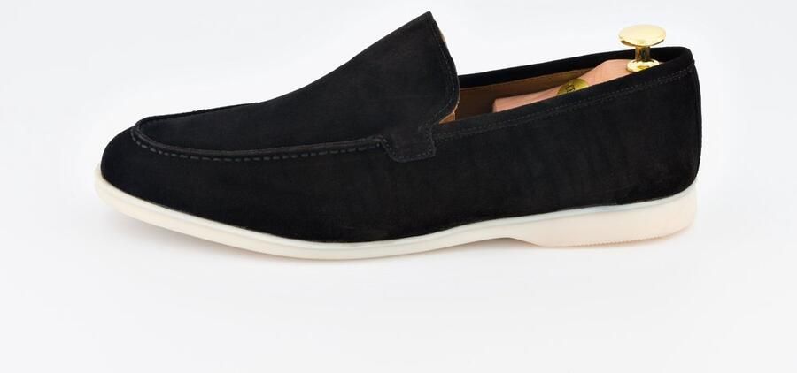 Alfie Walker Heren Suède Loafers Marina Loafer Zwart 43 Leren Voering Uitneembare Binnenzool