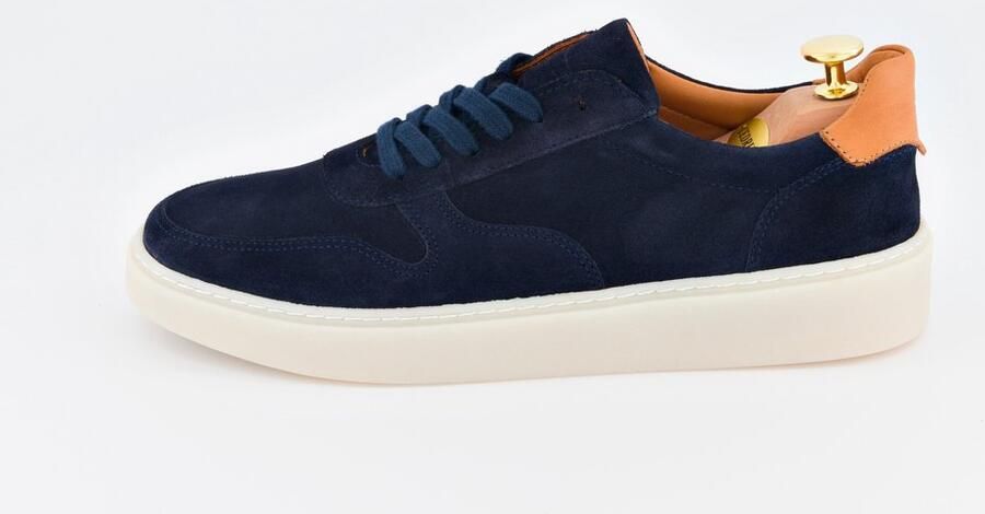Alfie Walker Heren Suède Sneakers Harbour Sneaker Donkergroen Marineblauw Leren Voering Uitneembare Binnenzool