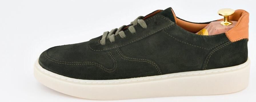 Alfie Walker Heren Suède Sneakers Harbour Sneaker Donkergroen Marineblauw Leren Voering Uitneembare Binnenzool