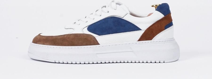 Alfie Walker Heren Suède Sneakers Ivory Sneaker Ivory Cogna Blauw Leren Voering Uitneembare Binnenzool - Foto 2
