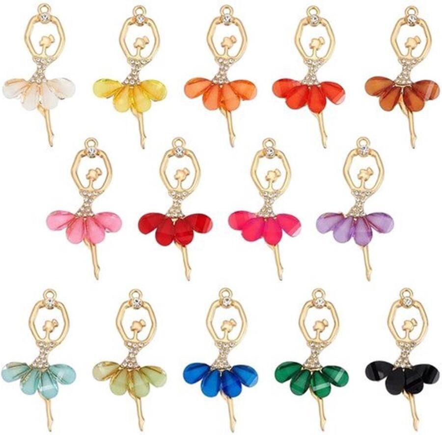 Allecto Crystal pendants met goudkleurige ballerina charmes