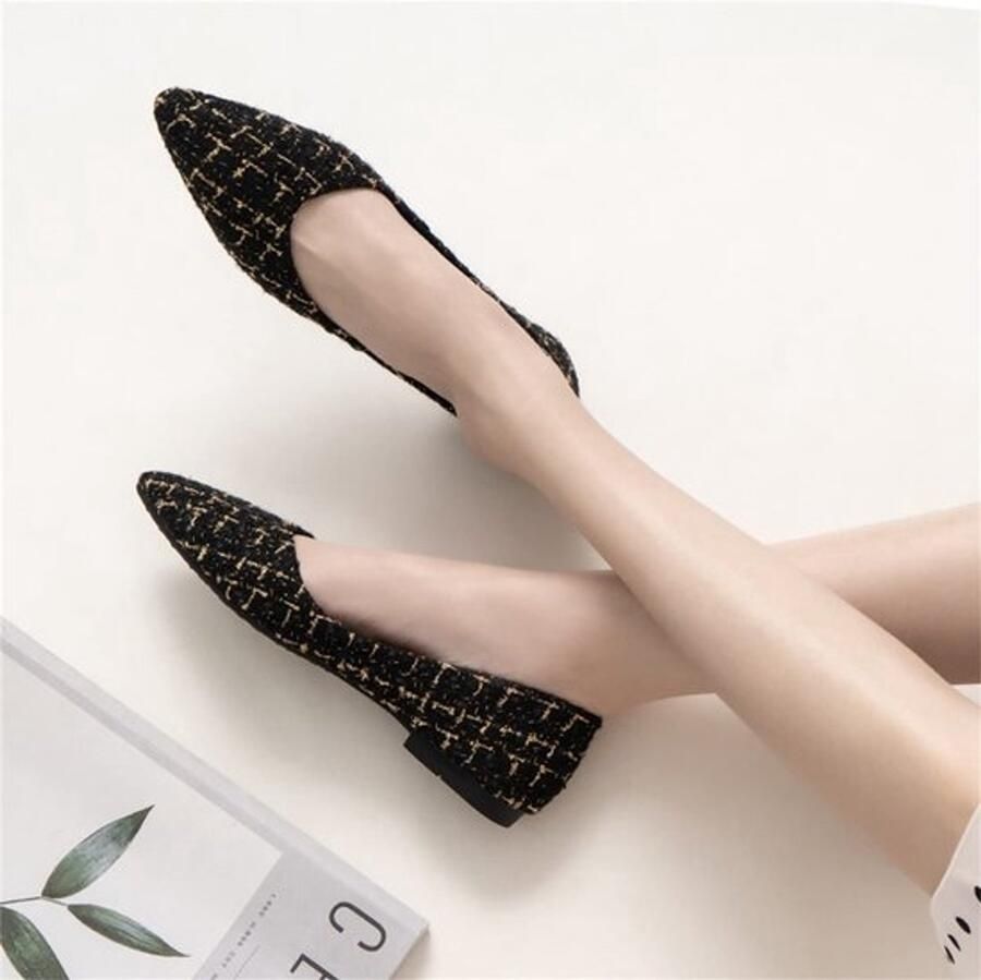 Dames Balletschoenen Ballerina's Platte Slip-On Zwart Elegante Bruidschoenen Comfortabel en Stijlvol