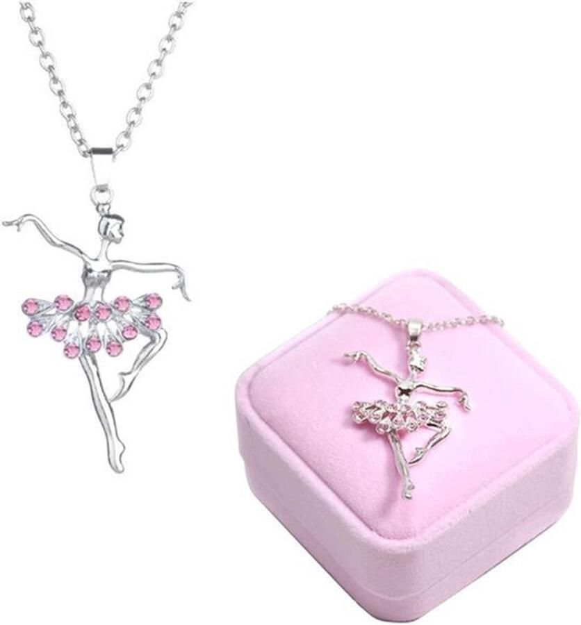 Allecto Elegante halsketting met zirkonia charme in ballerina-stijl