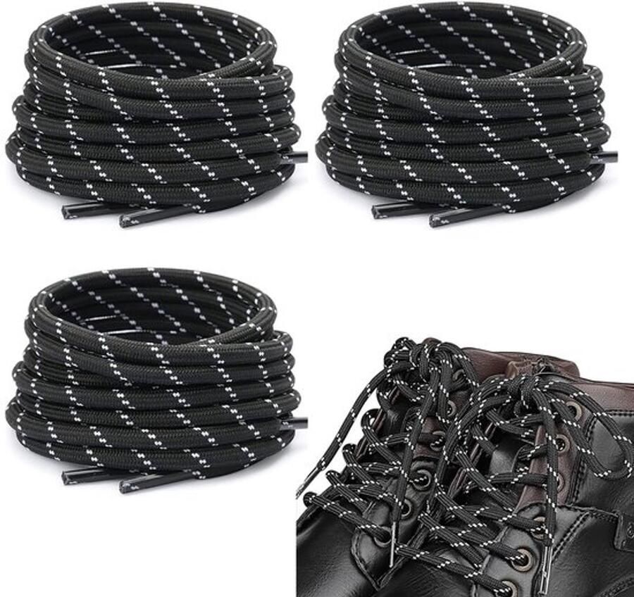 Sportschoenen 3 Paar Ronde Veters 4mm Dikte Duurzaam Polyester Geschikt voor Sneakers Comfortabel en Zacht