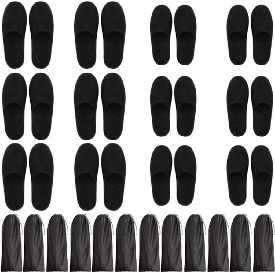 Allecto Zwarte Zachte Spa Slippers Gesloten Teen Comfortabel en Wasbaar