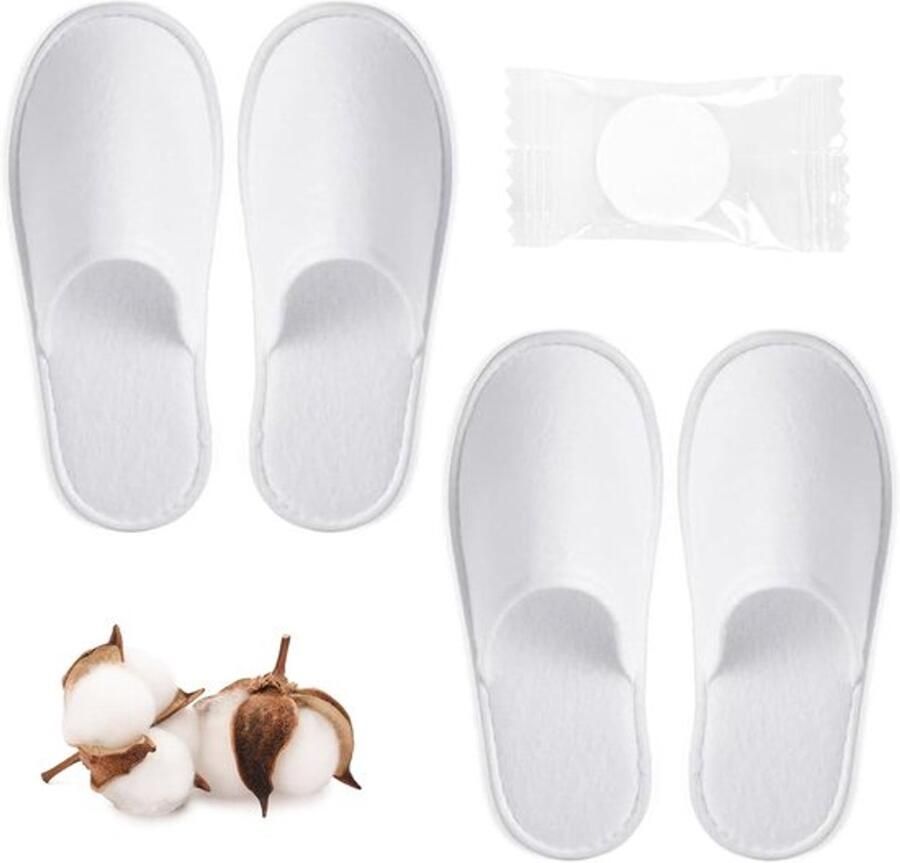 Allecto Plus Witte gastenslippers universaal voor en