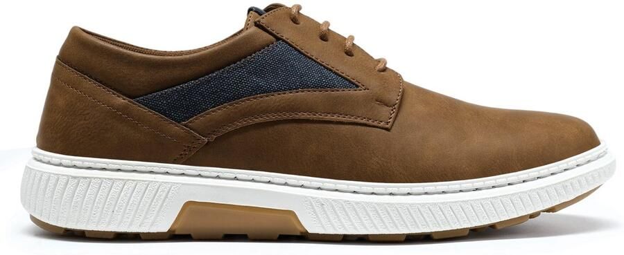 ALLTHEMEN Heren Casual Schoenen Van Leer Ruime Pasvorm Bruin