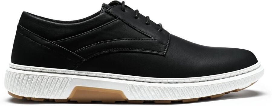 ALLTHEMEN Heren Casual Schoenen Van Leer Ruime Pasvorm Zwart