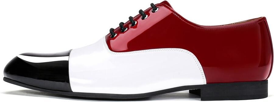 ALLTHEMEN Heren Rondneus Tweekleurige Veterschoenen van Lakleer