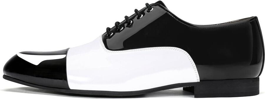 ALLTHEMEN Heren Rondneus Tweekleurige Veterschoenen van Lakleer