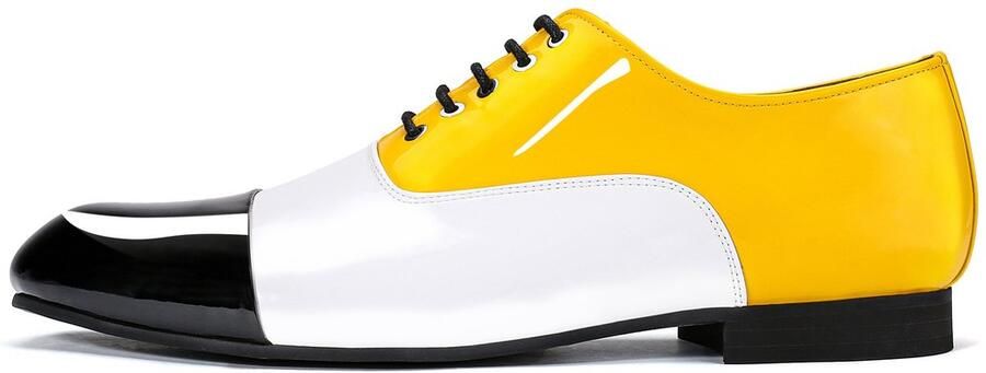 ALLTHEMEN Heren Rondneus Tweekleurige Veterschoenen van Lakleer