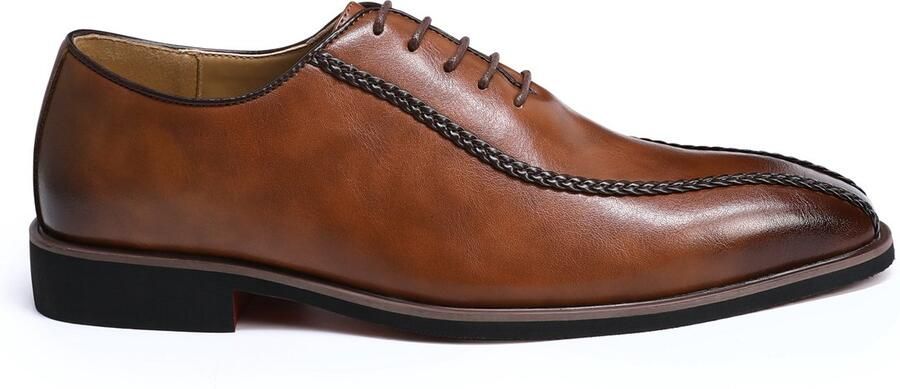 ALLTHEMEN Heren Zakelijke Spitse Neus Veterschoenen Brogue-details