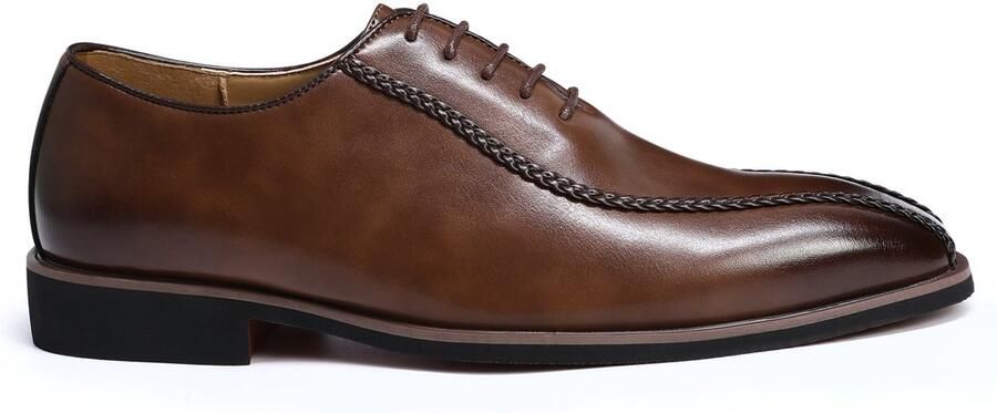 ALLTHEMEN Heren Zakelijke Spitse Neus Veterschoenen Brogue-details