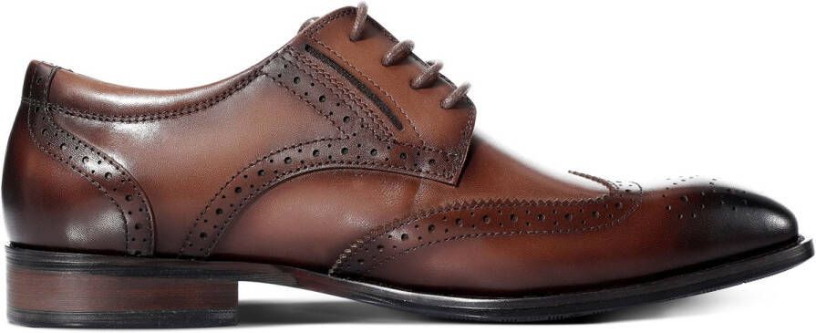 ALLTHEMEN Heren Puntige Neus Lage Oxford Schoenen -Volgraan Leer -Bruin