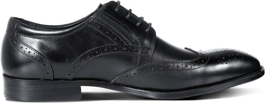 ALLTHEMEN Heren Puntige Neus Lage Oxford Schoenen -Volgraan Leer -Zwart
