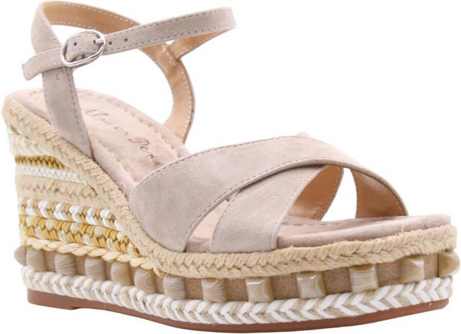 Alma en Pena Glinsterende platte damessandaal Beige Dames