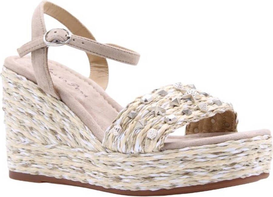 Alma en Pena Glinsterende platte damessandaal Beige Dames