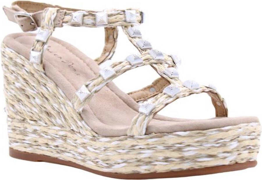 Alma en Pena Glinsterende platte damessandaal Beige Dames