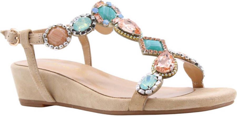 Alma en Pena Glinsterende platte damessandaal Beige Dames
