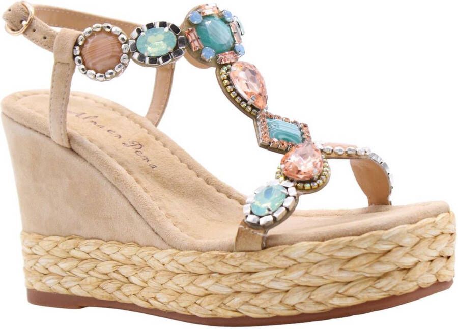 Alma en Pena Glinsterende platte damessandaal Beige Dames