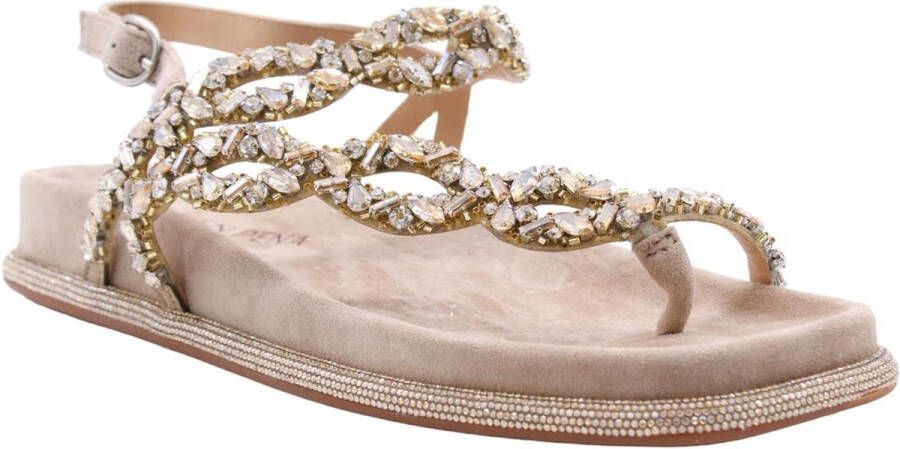 Alma en Pena Glinsterende platte damessandaal Beige Dames