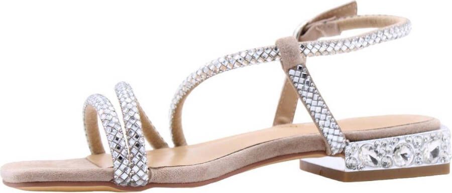 Alma en Pena Glinsterende platte damessandaal Beige Dames