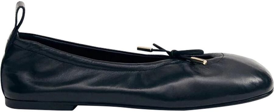 Alohas Zwarte Leren Keyhole Detail Platte Schoenen