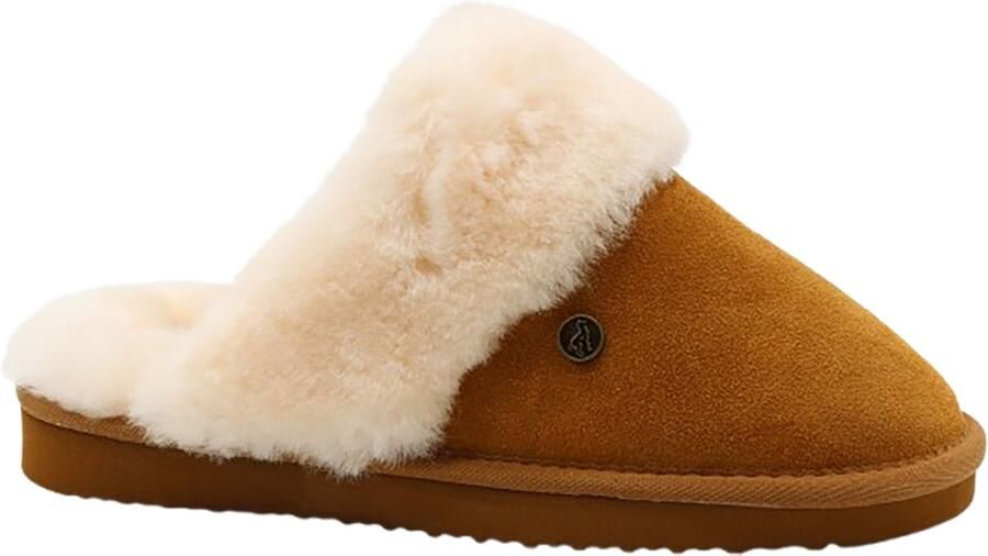 Alpacas Footwear Dames Echt suéde pantoffel Gevoerd met 100% zachte schapenwol Chestnut - Foto 2