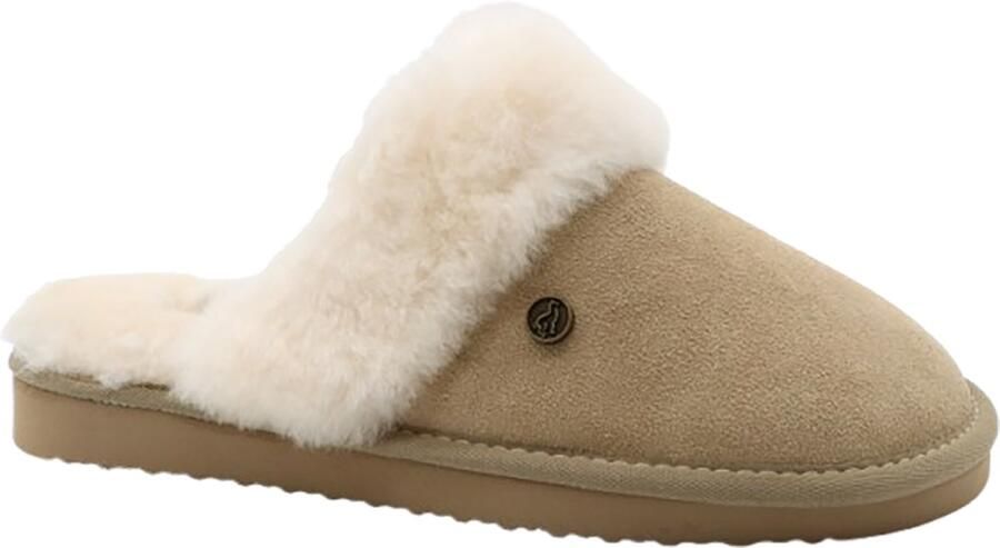 Alpacas Footwear Dames Echt suéde pantoffel Gevoerd met 100% zachte schapenwol Taupe - Foto 2