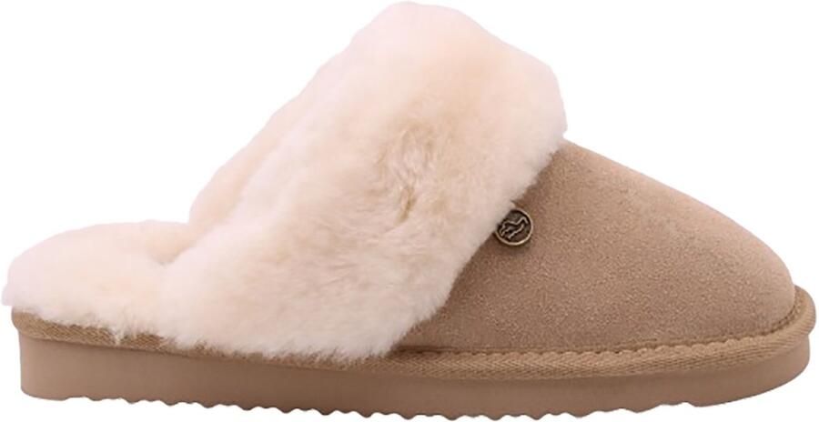 Alpacas Footwear Dames Echt suéde pantoffel Gevoerd met 100% zachte schapenwol Taupe - Foto 1