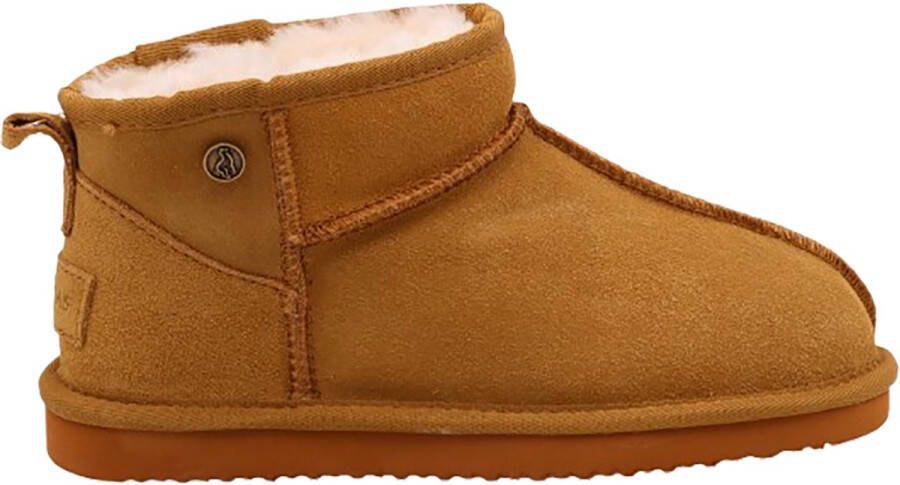 Alpacas Footwear Dames Korte laarzen met stoere naad Schapenwol voering Chestnut